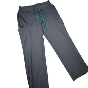 FIGS Technical Collection Charcoal Grey Scrub Pants Drawstring Ankle‎ Snaps Sz M